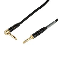 Titan AV 0.5m 1/4" Jack To 1/4" Right Angle Jack, Black Guitar Lead