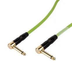 Titan AV 0.25m 1/4" Right Angle Jack To 1/4" Right Angle Jack Green Guitar Patch Lead
