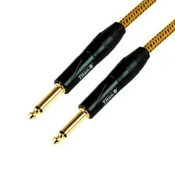 Titan AV 3m 1/4" To 1/4" Jack, Orange-Black Fabric Guitar Lead