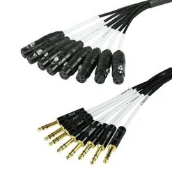 Titan AV 1m XLR Female To 1/4" TRS Stereo 8 Channel Multicore Loom Cable Stage Snake