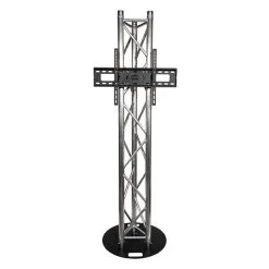 Titan AV 2m Tri Truss Flat Mount TV-Plasma Stand With 600mm Steel Round Base