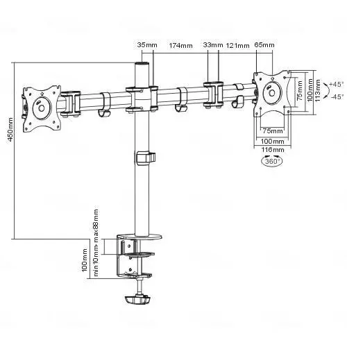 Titan AV Dual Desktop LED Computer Monitor Mount Stand 13-27" Tilt & Swivel 4 Titan AV Dual Desktop LED Computer Monitor Mount Stand 13-27" Tilt & Swivel - Image 2