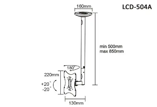 Titan AV TV Ceiling Mount Bracket 23-42" Tilt, Swivel 4 Titan AV TV Ceiling Mount Bracket 23-42" Tilt, Swivel - Image 2