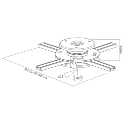 Titan AV Large Projector Bracket Universal Ceiling Mount Anti-theft -Mixer Road Box Sales Shop PRB 11Slinedrawing