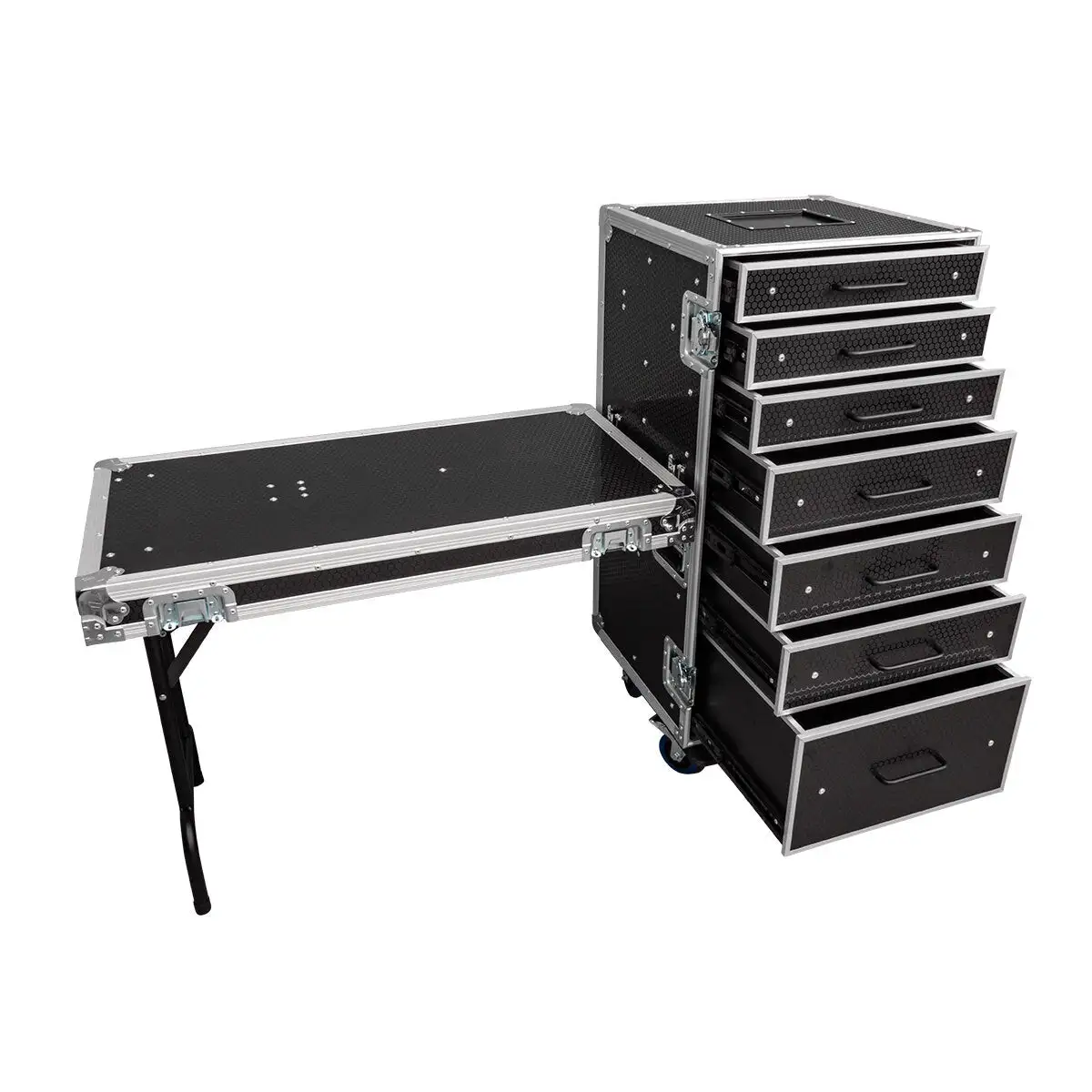 Titan AV Workstation Pro 7 Drawer With Table Road Case 3 Titan AV Workstation Pro 7 Drawer With Table Road Case