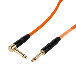 Titan AV 0.25m Guitar Patch Lead 1/4" Jack To 1/4" Right Angle Jack, Orange -Mixer Road Box Sales Shop fx302025o